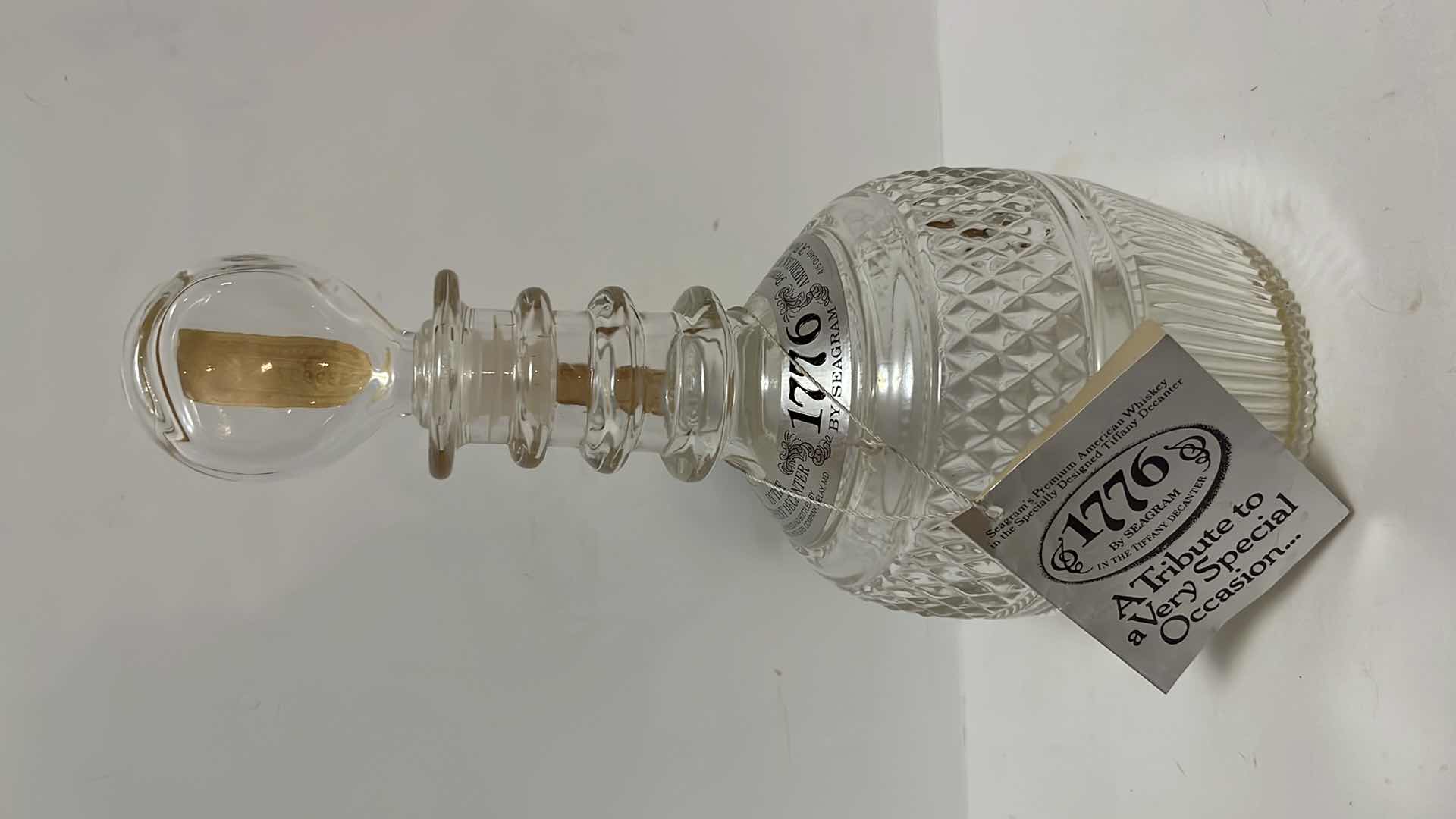 Photo 1 of TIFFANY & COMPANY SEAGRAM 1776 WHISKEY CLEAR GLASS DECANTER 4/5 QUART