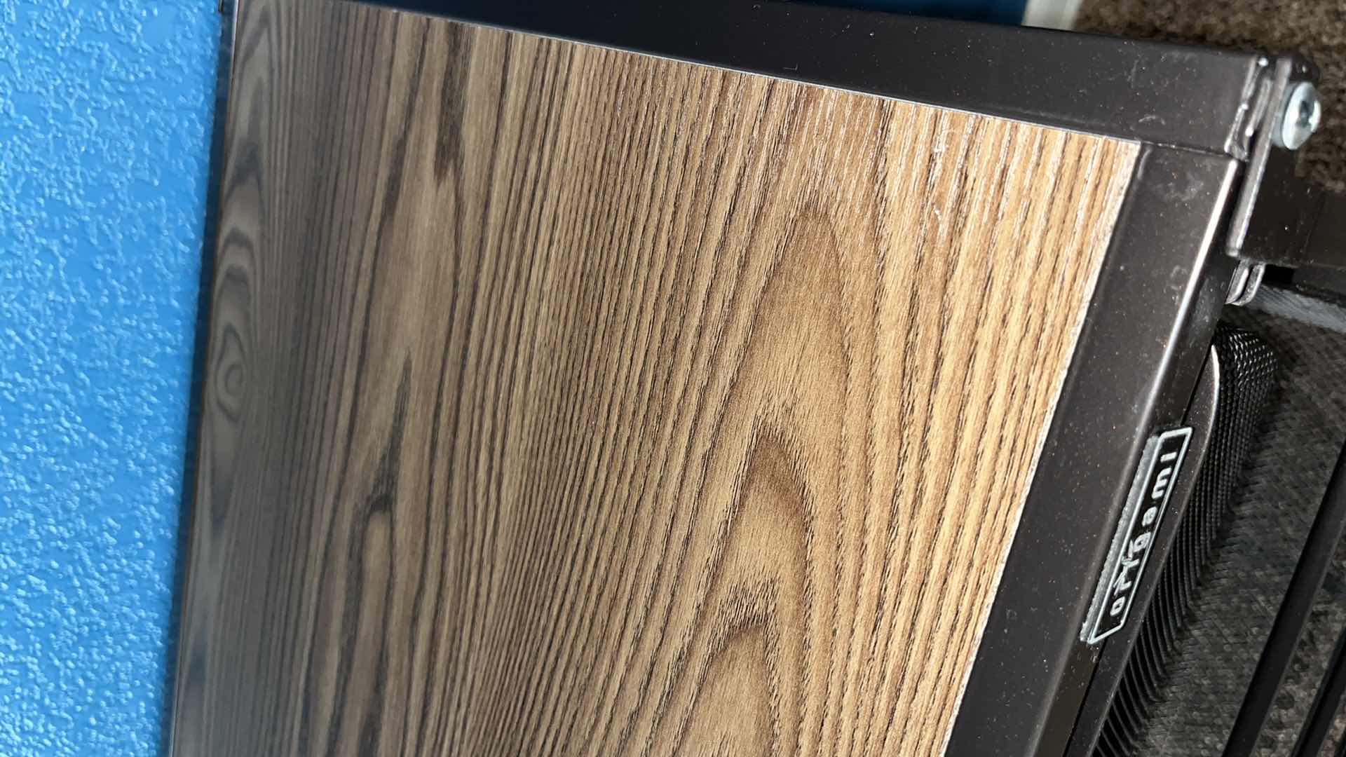 Photo 1 of ORIGAMI BLACK W WOOD TOP FOLDING 4 PULL-OUT METAL MESH DRAWER ROLLING STORAGE CART