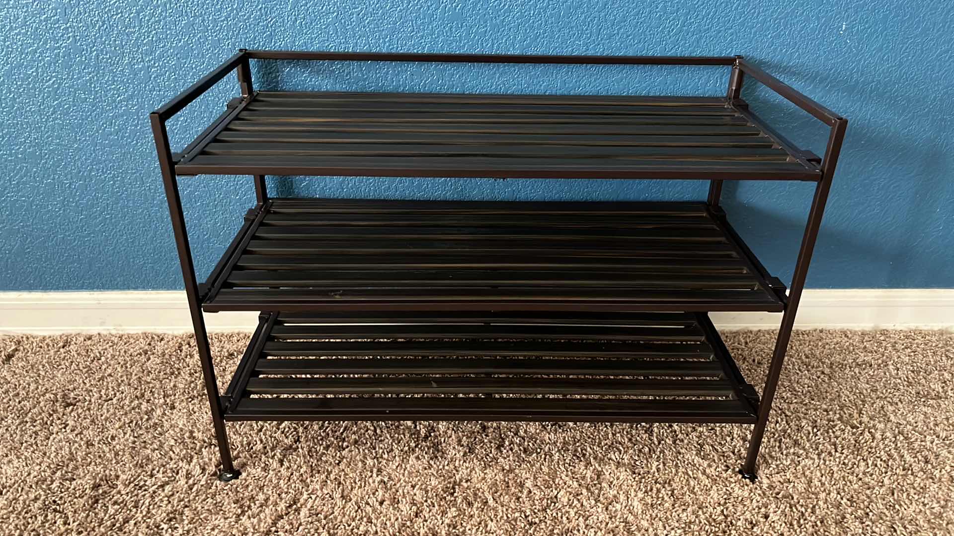 Photo 1 of ESPRESSO METAL SHOE RACK 12.25” X 26.5” H18.5”