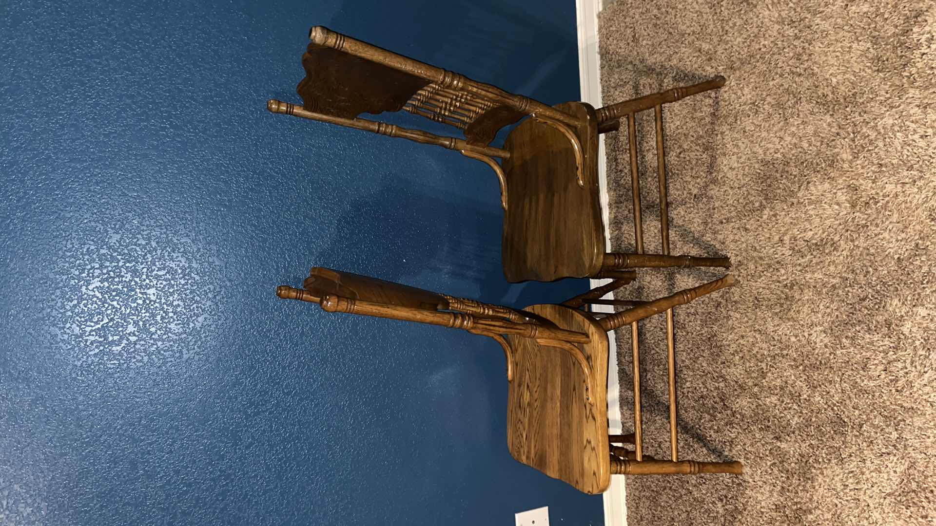 Photo 1 of MID-CENTURY PRESSBACK SPINDLE COUNTRY DINING CHAIRS (2)