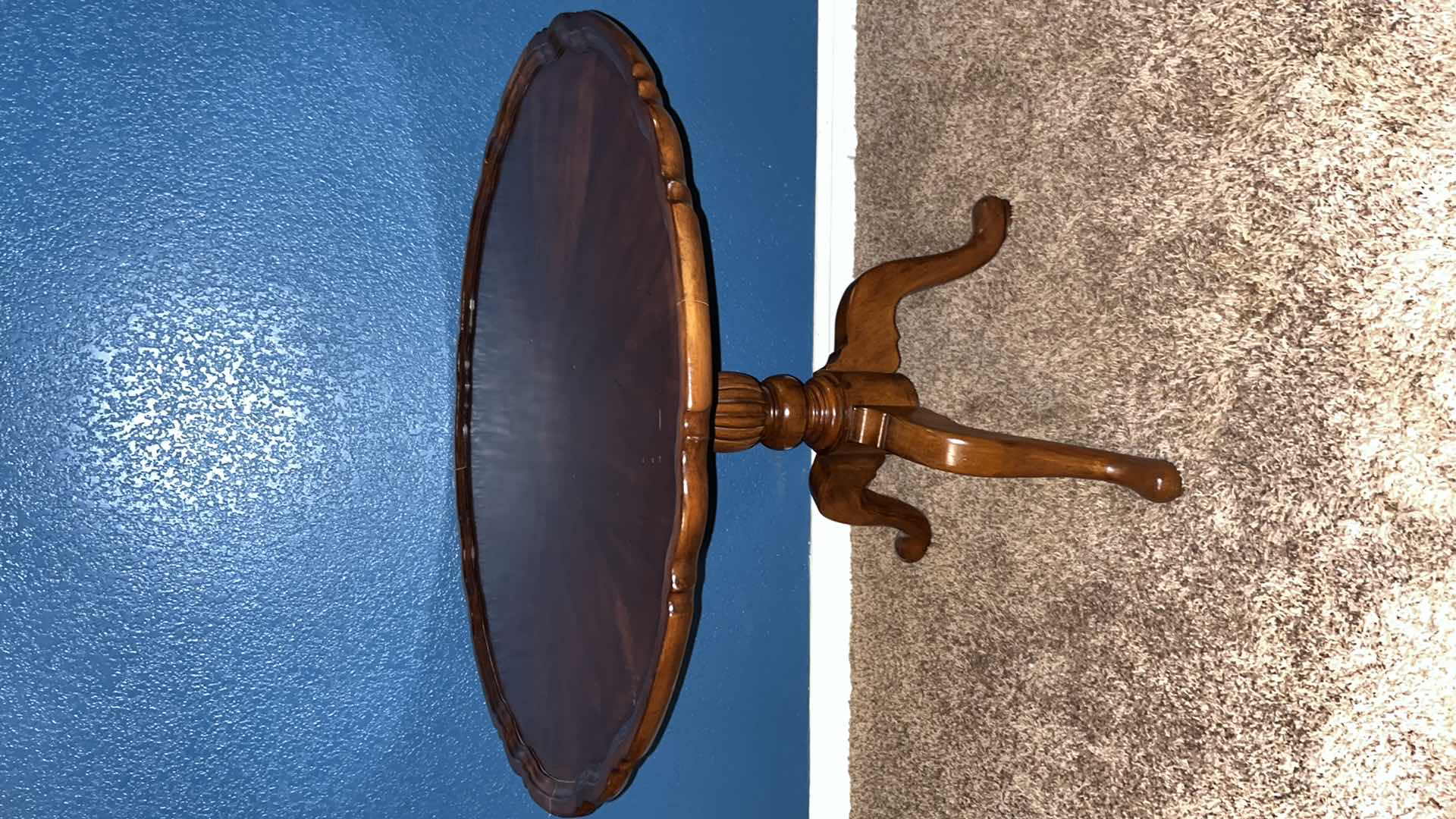 View 1 of MID-CENTURY PIE CRUST TILT TABLE 15” X 35” H28.25”