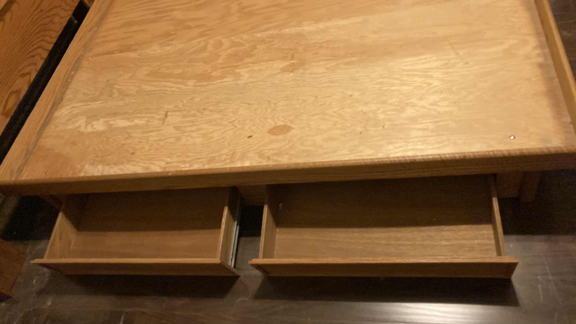 Photo 1 of VINTAGE OAK QUEEN BED FRAME W 4 DRAWERS & HEADBOARD STORAGE 86” X 95” H41”