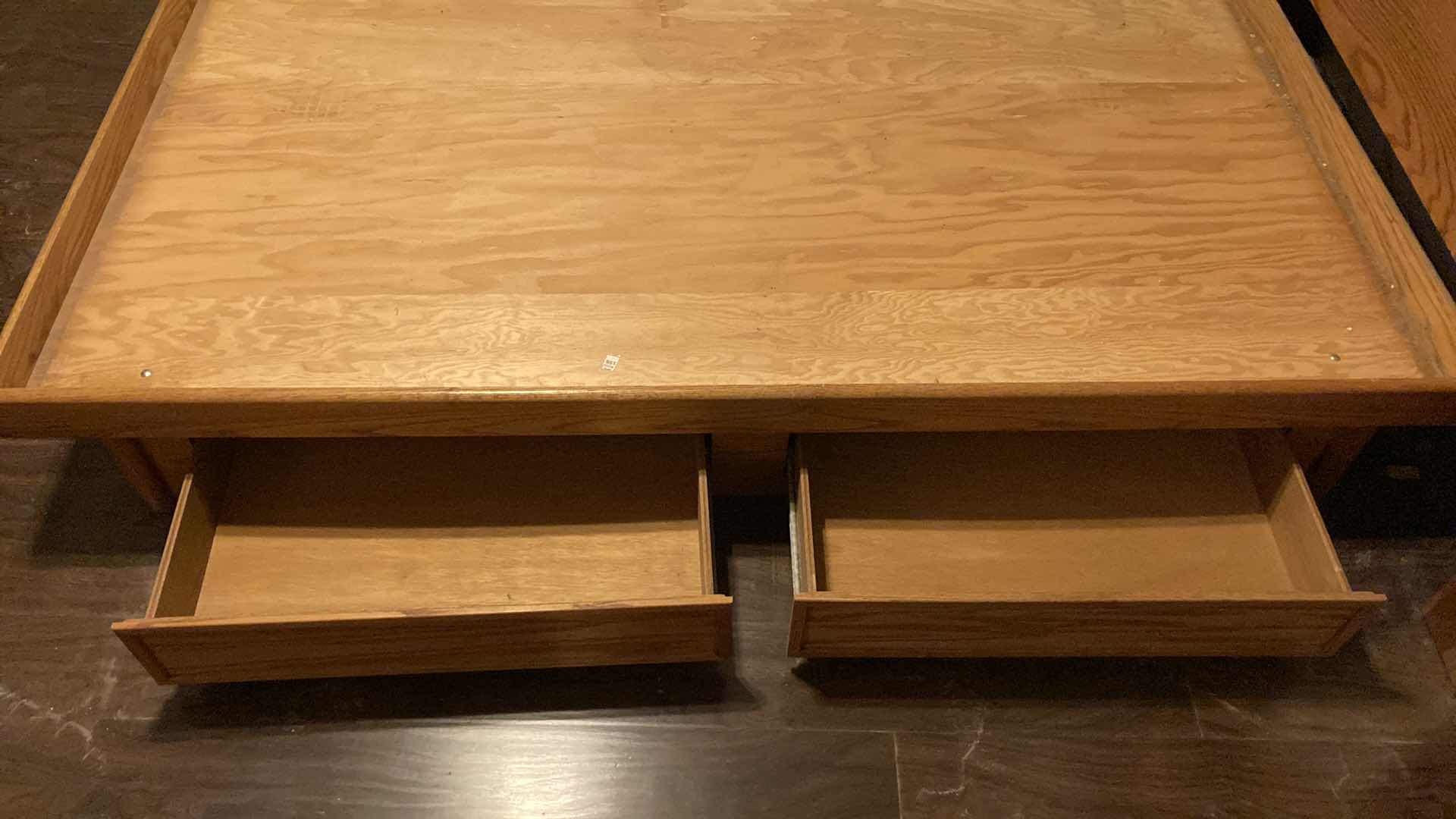 Photo 1 of VINTAGE OAK QUEEN BED FRAME W 4 DRAWERS & HEADBOARD STORAGE 86” X 95” H41”