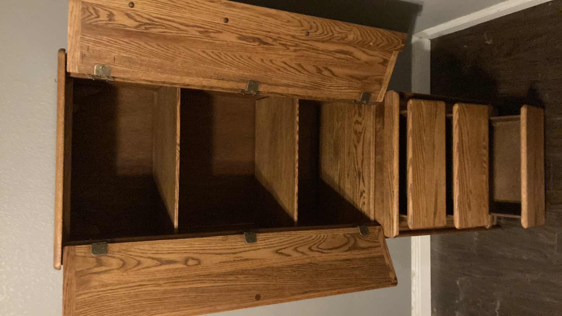 Photo 1 of VINTAGE OAK 3 DRAWER ARMOIRE 25” X 18” H75.5”