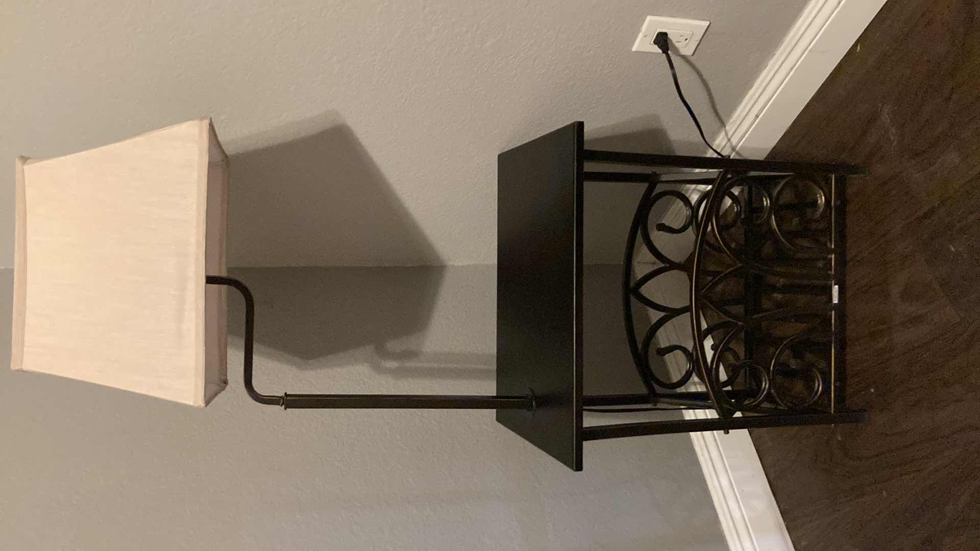 Photo 1 of RUBBED BRONZE & BLACK NIGHTSTAND W BUILT-IN LAMP 20” X 14” H52”