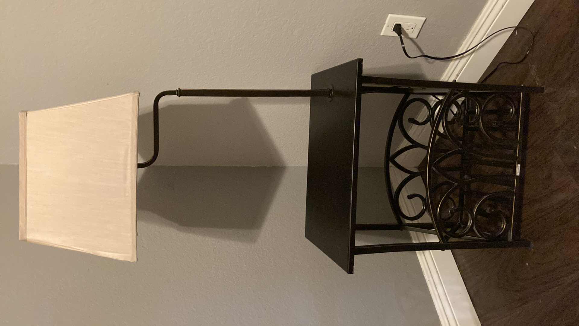 Photo 1 of RUBBED BRONZE & BLACK NIGHTSTAND W BUILT-IN LAMP 20” X 14” H52”