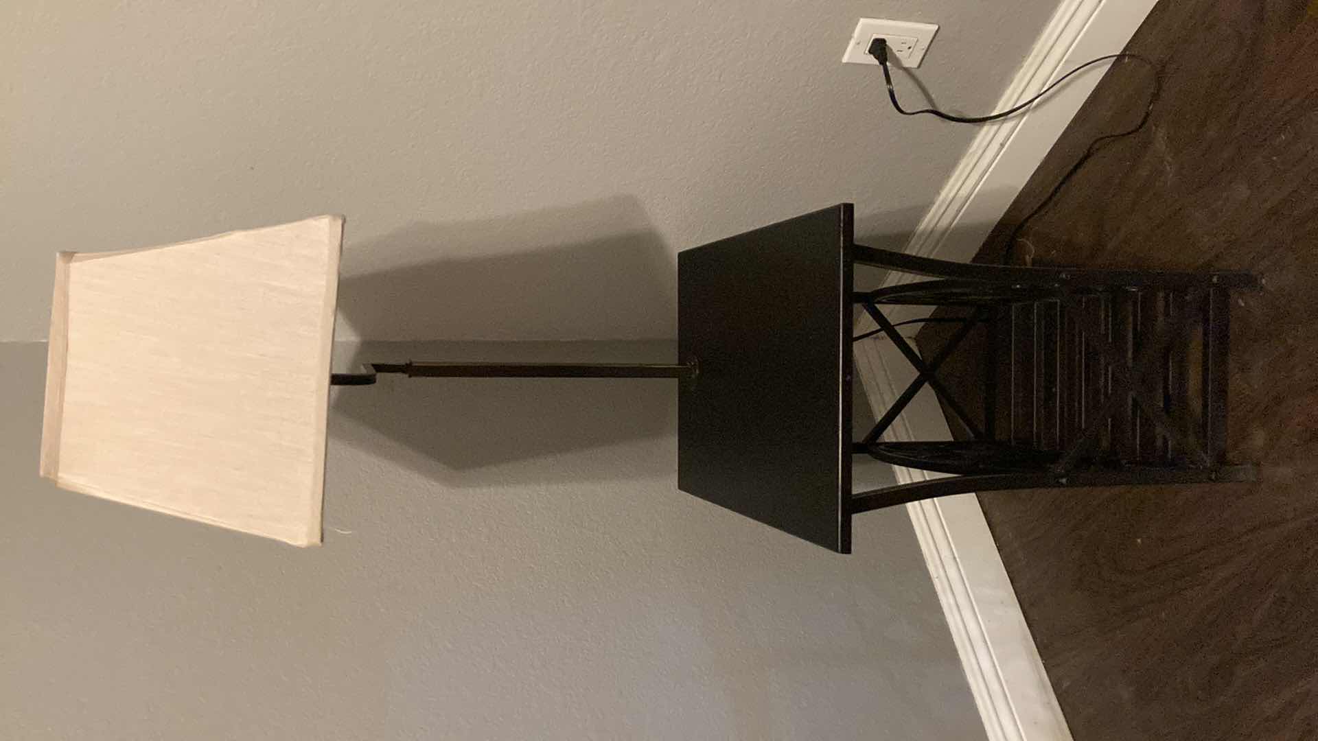 Photo 1 of RUBBED BRONZE & BLACK NIGHTSTAND W BUILT-IN LAMP 20” X 14” H52”