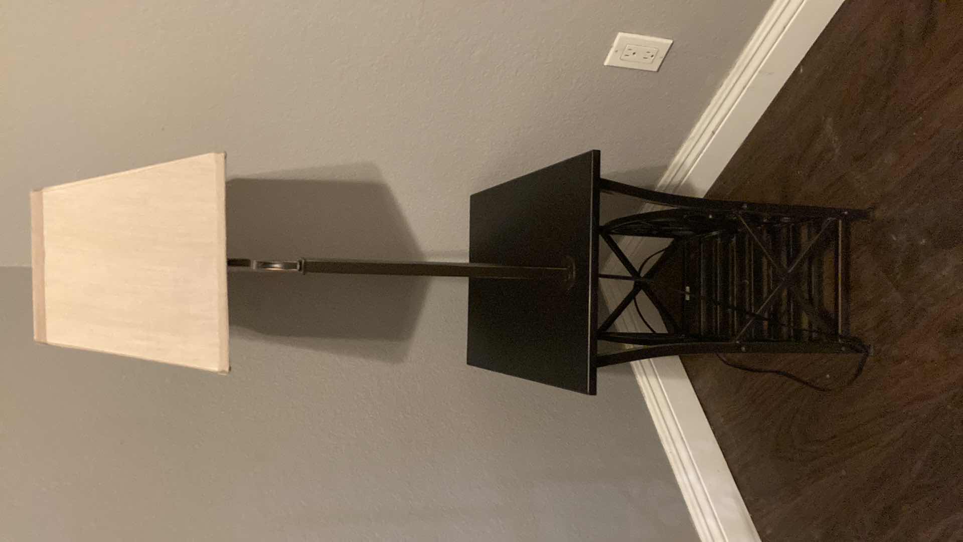 Photo 1 of RUBBED BRONZE & BLACK NIGHTSTAND W BUILT-IN LAMP 20” X 14” H52”