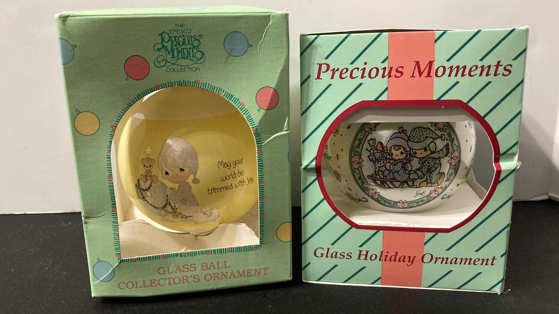 Photo 1 of PRECIOUS MOMENTS GLASS BALL COLLECTORS ORNAMENT & GLASS HOLIDAY ORNAMENT