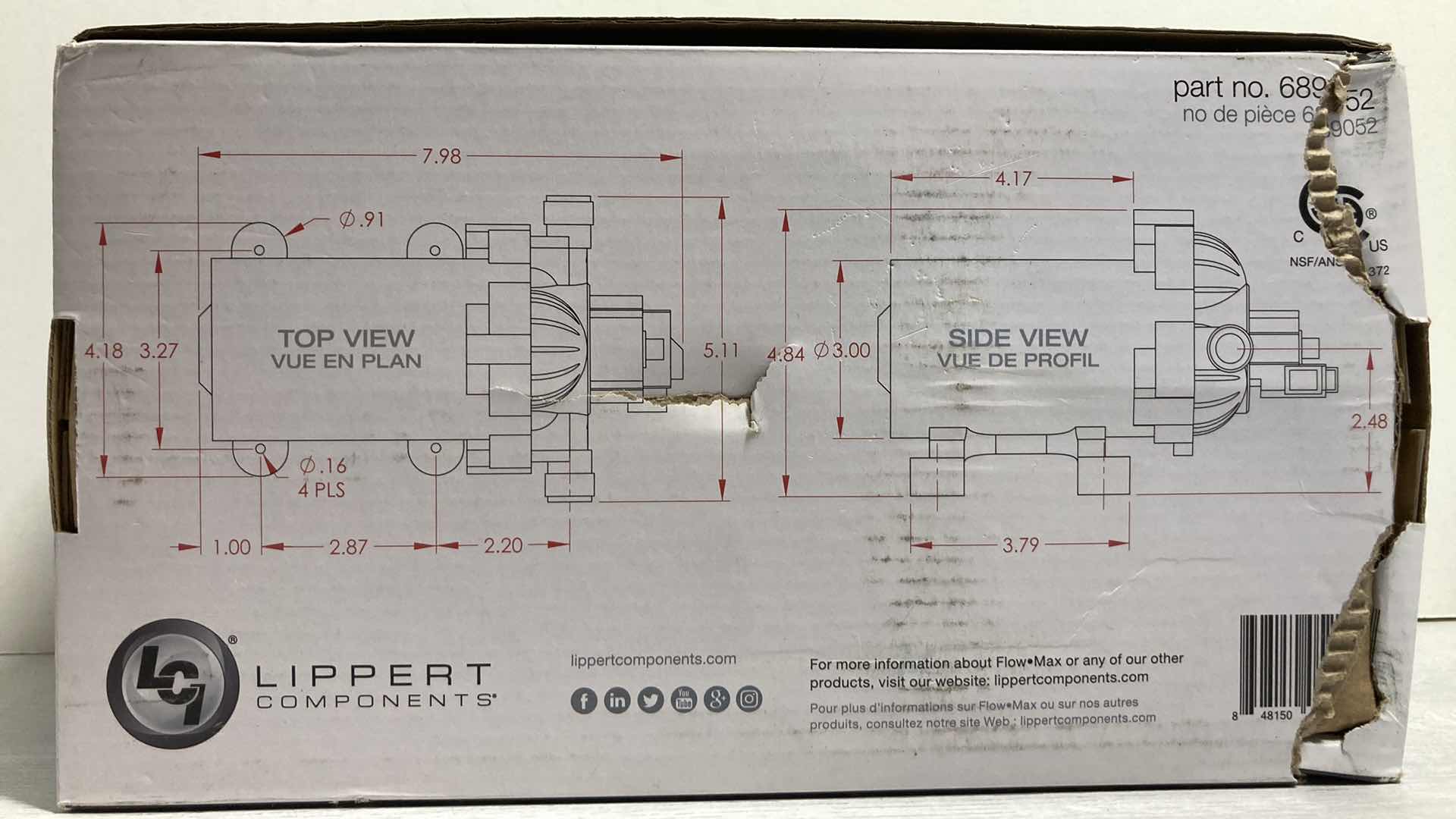 Photo 4 of NEW LIPPERT COMPONENTS FLOW MAX POSITIVE DISPLACEMENT 3 CHAMBER FRESH WATER PUMP 12V MODEL DS-01230-D2