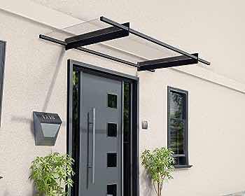 Photo 1 of NEW PALRAM CANOPIA CLEAR ACRYLIC W BLACK TRIM DOOR AWNING MODEL NANCY 2050 7’ X 3’ (2)