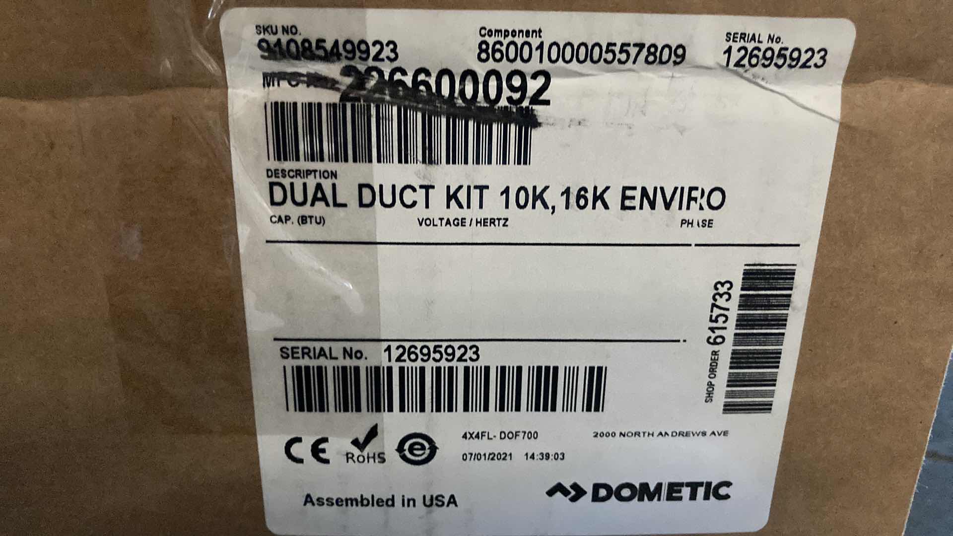 Photo 1 of NEW DOMETIC DUAL DUCT KIT 10K,16K ENVIRO 6” IN 4” OUT