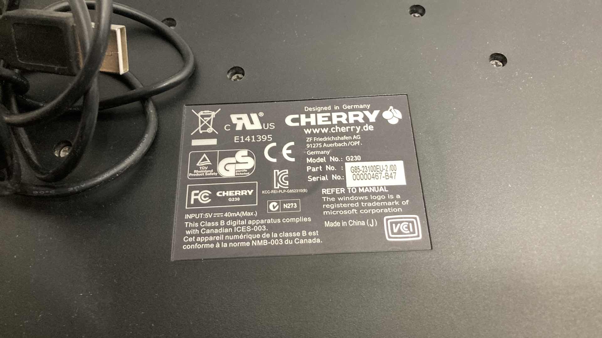 Photo 1 of CHERRY CORDED KEYBOARD MODEL G230 & HP CORDED KEYBOARD MODEL KU-0841