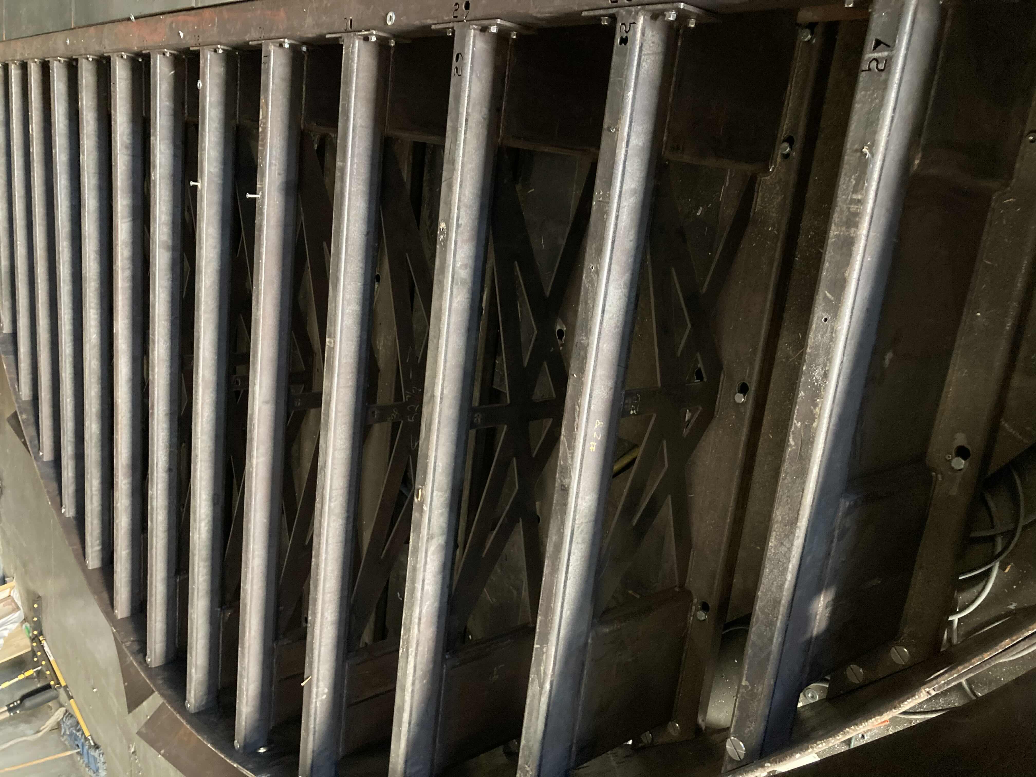 Photo 1 of CUSTOM FABRICATED HEAVY-DUTY STEEL AIR HOSE OPERATED VEHICLE PLATFORM W 19 AIR HOSES FOR BAG LIFT- VARIOUS LENGTHS & PSI CAPACITY 353” X 282” H23” (APPOX 2-3TONS)