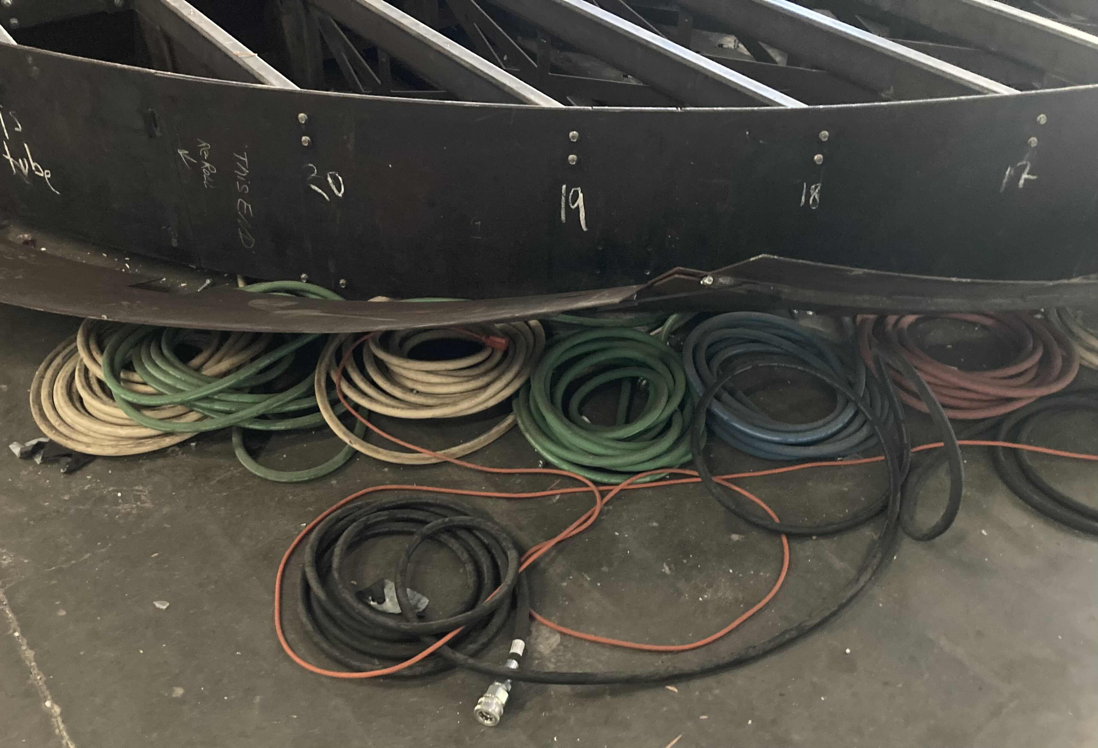Photo 1 of CUSTOM FABRICATED HEAVY-DUTY STEEL AIR HOSE OPERATED VEHICLE PLATFORM W 19 AIR HOSES FOR BAG LIFT- VARIOUS LENGTHS & PSI CAPACITY 353” X 282” H23” (APPOX 2-3TONS)