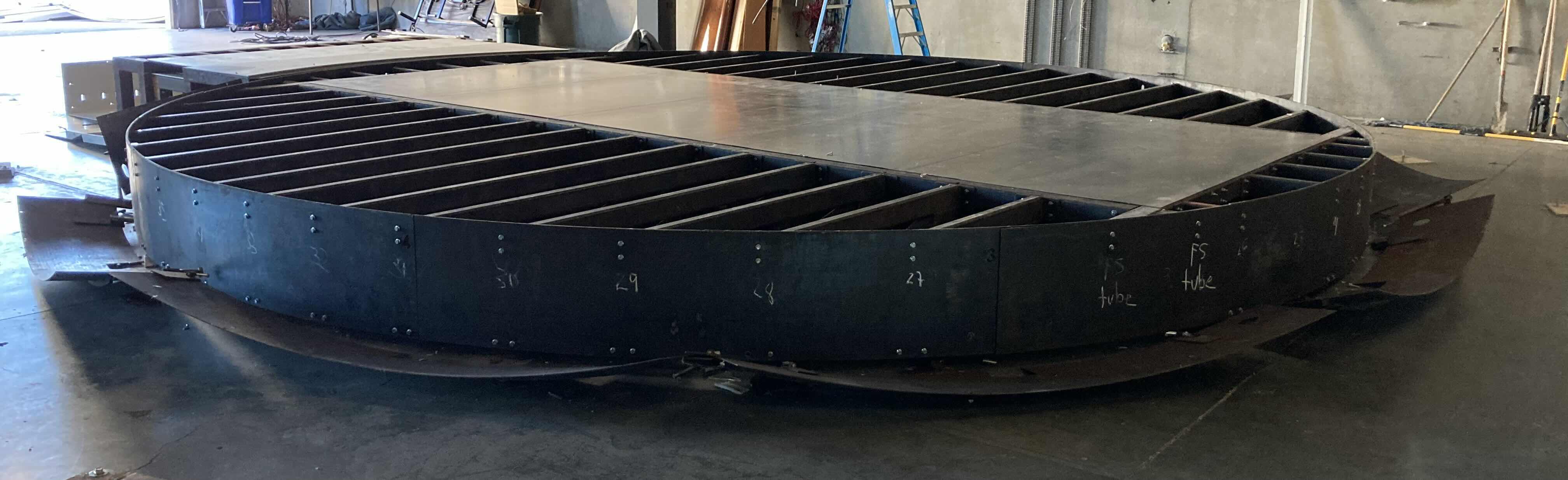 Photo 1 of CUSTOM FABRICATED HEAVY-DUTY STEEL AIR HOSE OPERATED VEHICLE PLATFORM W 19 AIR HOSES FOR BAG LIFT- VARIOUS LENGTHS & PSI CAPACITY 353” X 282” H23” (APPOX 2-3TONS)