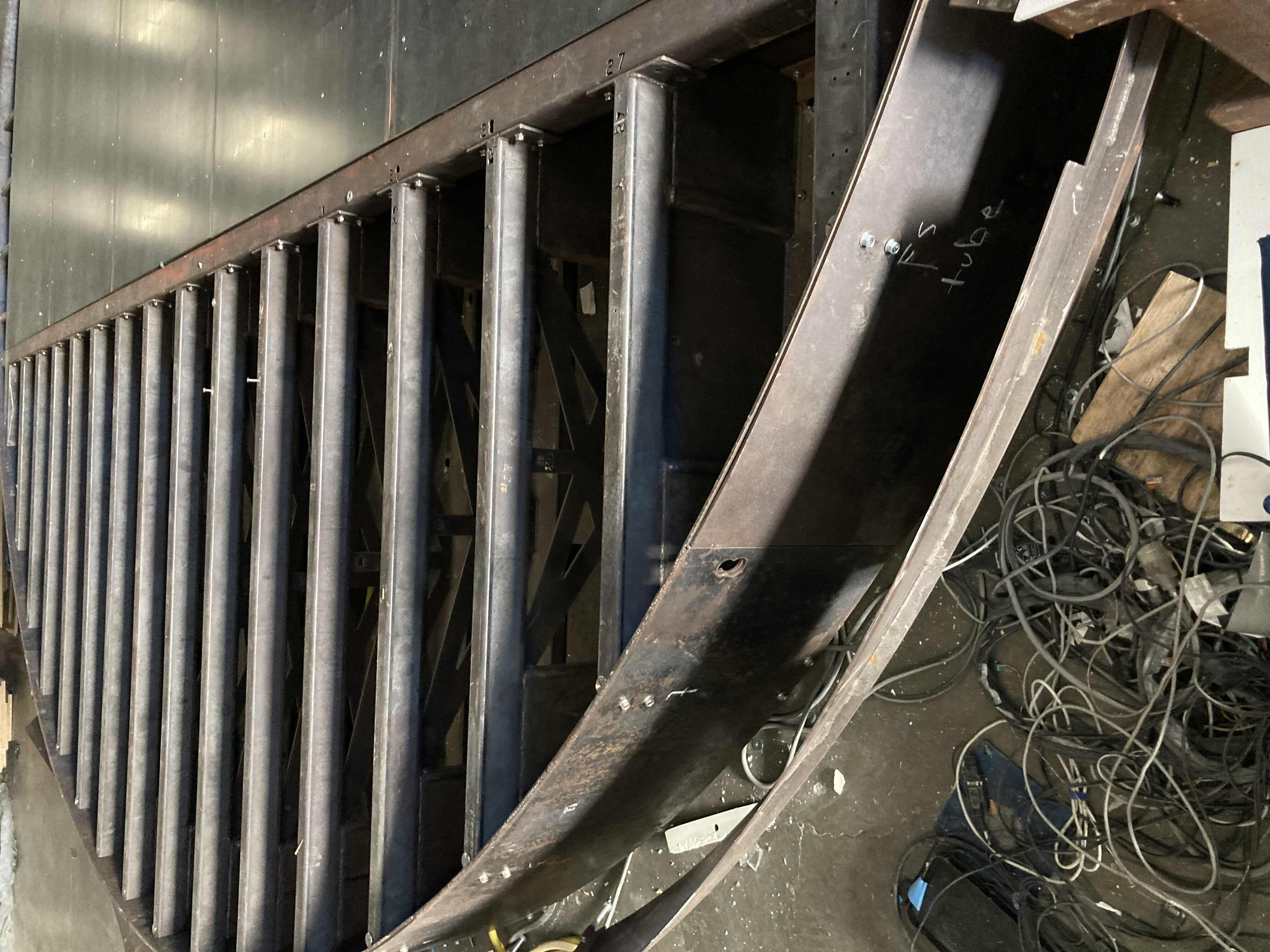 Photo 1 of CUSTOM FABRICATED HEAVY-DUTY STEEL AIR HOSE OPERATED VEHICLE PLATFORM W 19 AIR HOSES FOR BAG LIFT- VARIOUS LENGTHS & PSI CAPACITY 353” X 282” H23” (APPOX 2-3TONS)