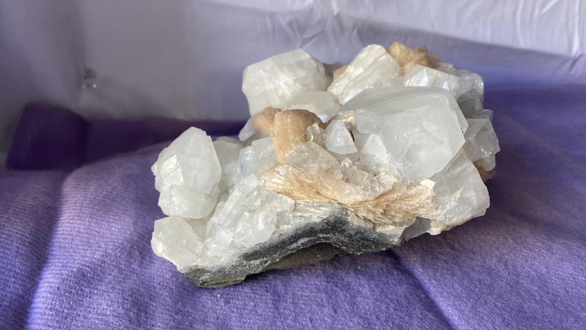 Photo 2 of STILBITE ON APOPHYLLITE CRYSTAL CLUSTER