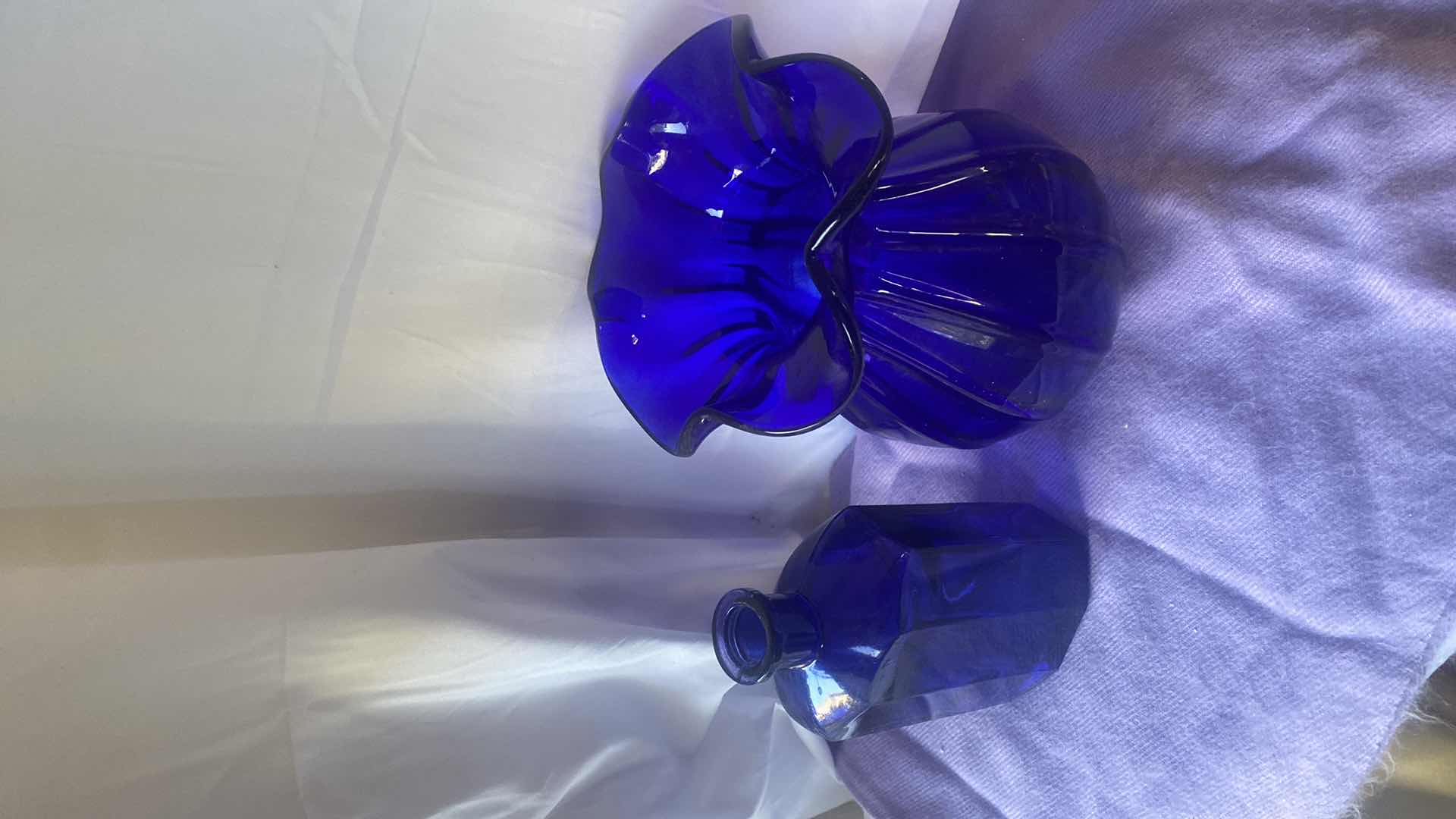 Photo 1 of BLUE DECORATIVE GLASS VASES