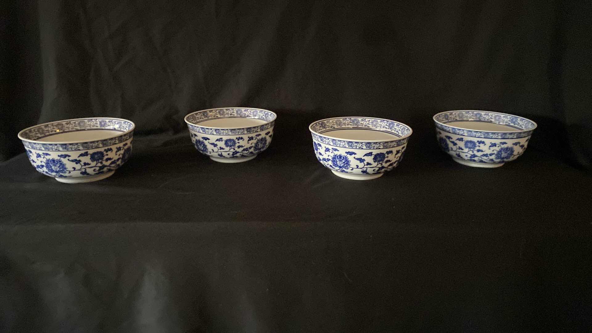 Photo 1 of BLUE AND WHITE CHINESE PORCELAIN BOWLS 
 X4