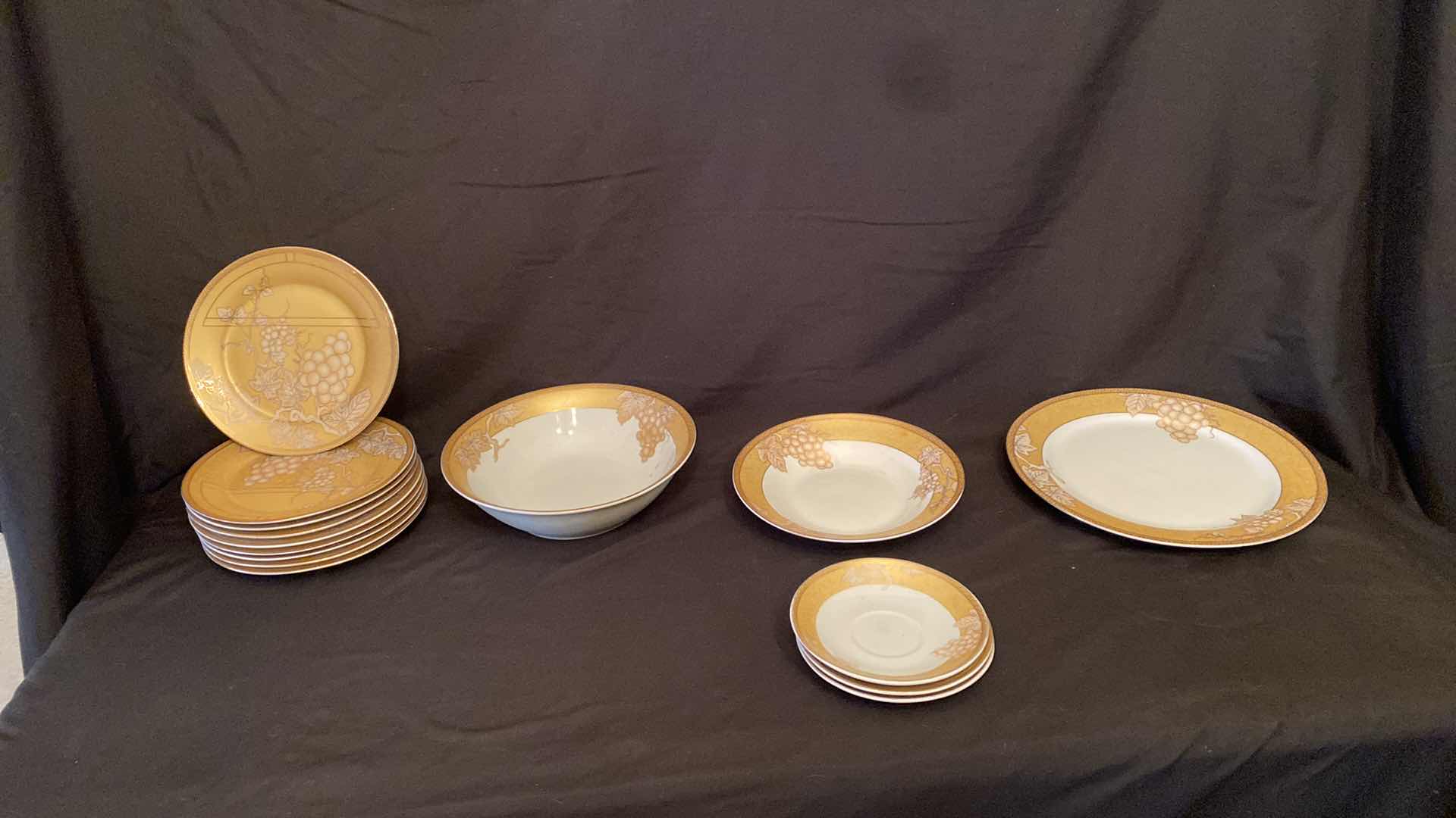Photo 1 of GOLD RIMMED PORCELAIN PLATES AND BOWLS