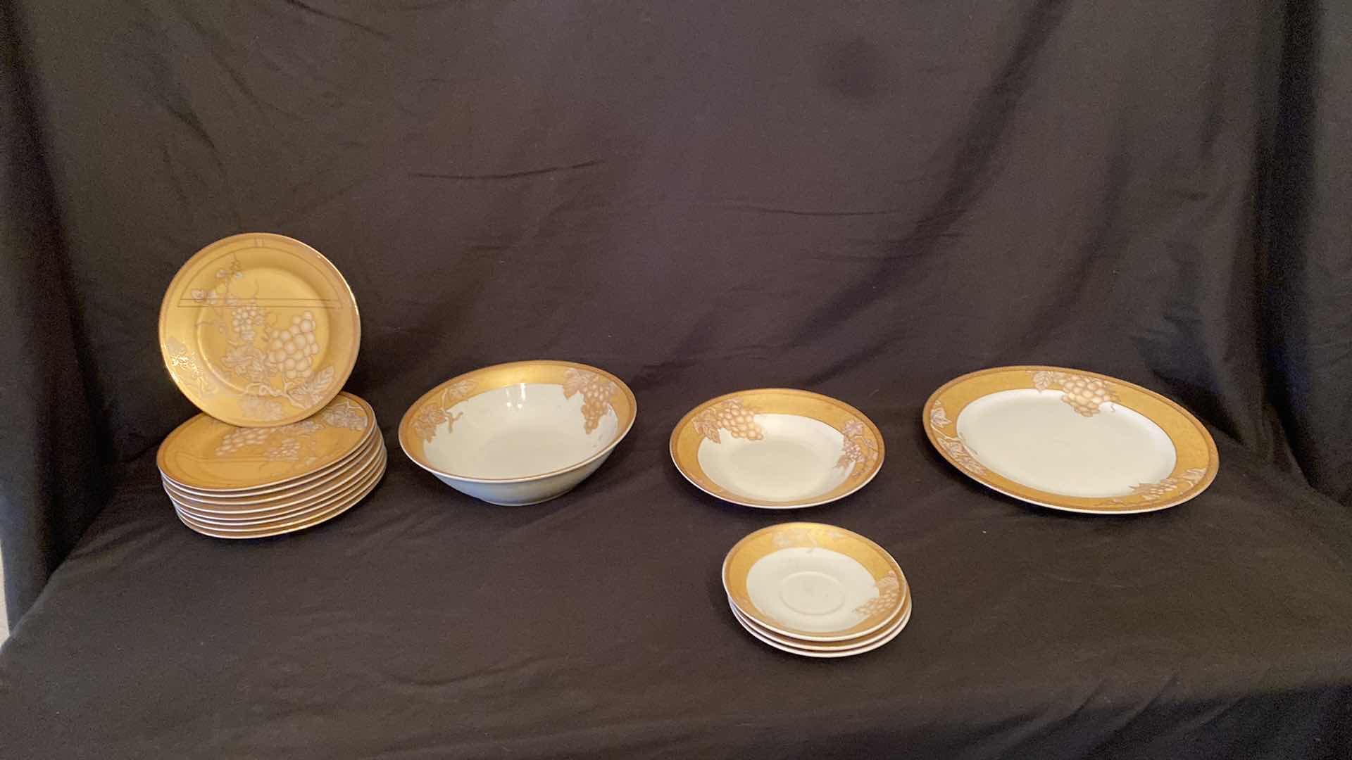 Photo 1 of GOLD RIMMED PORCELAIN PLATES AND BOWLS