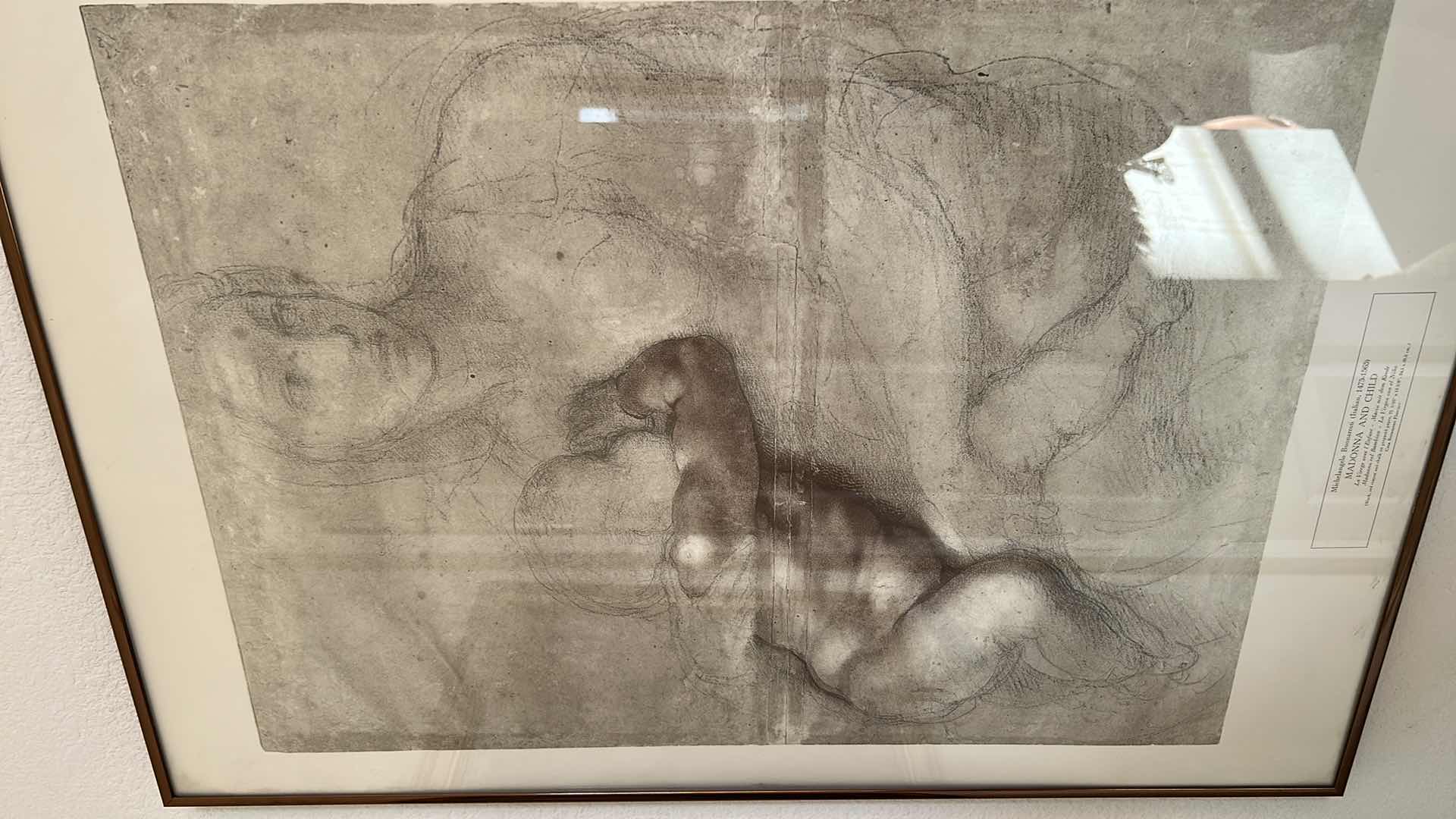 Photo 1 of FRAMED ART PRING OF “MADONNA AND CHILD” BY “MICHELANGELO BUONARROTI”