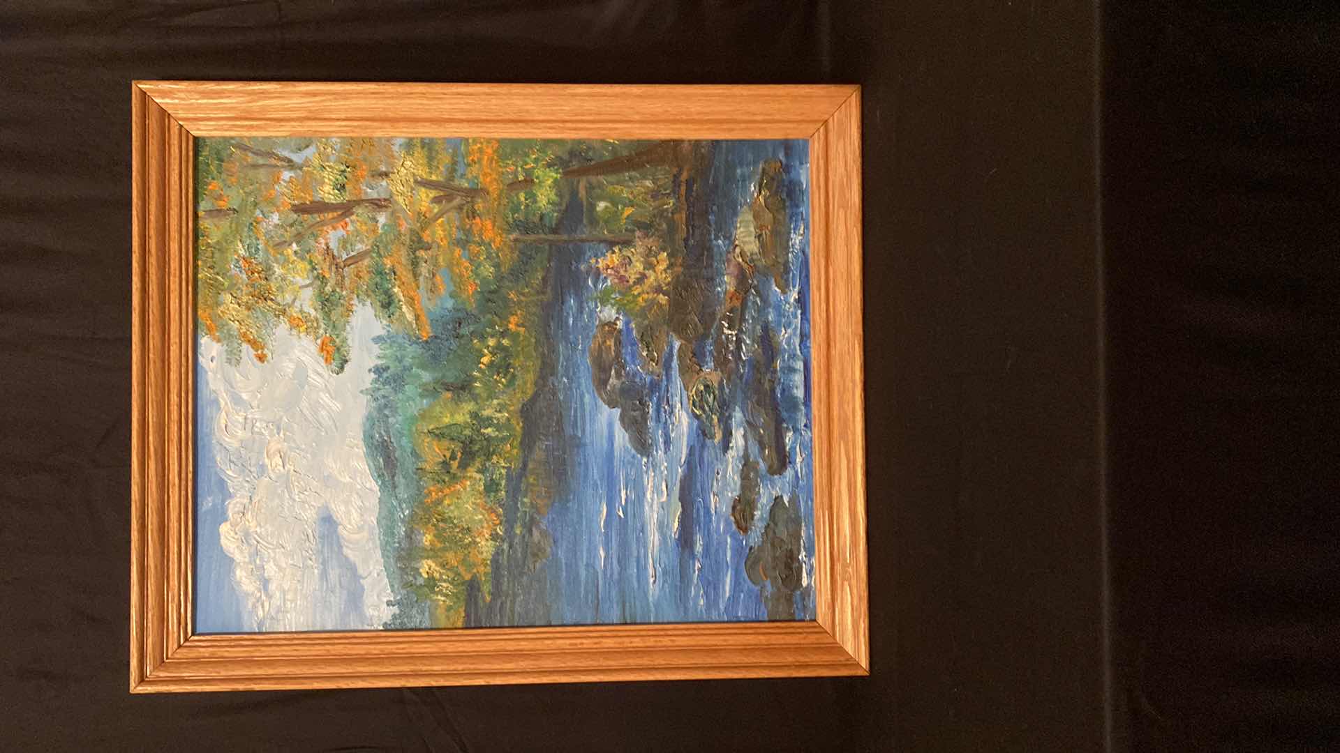 Photo 1 of FRAMED OIL CANVAS DEPICTING RIVER SEEN