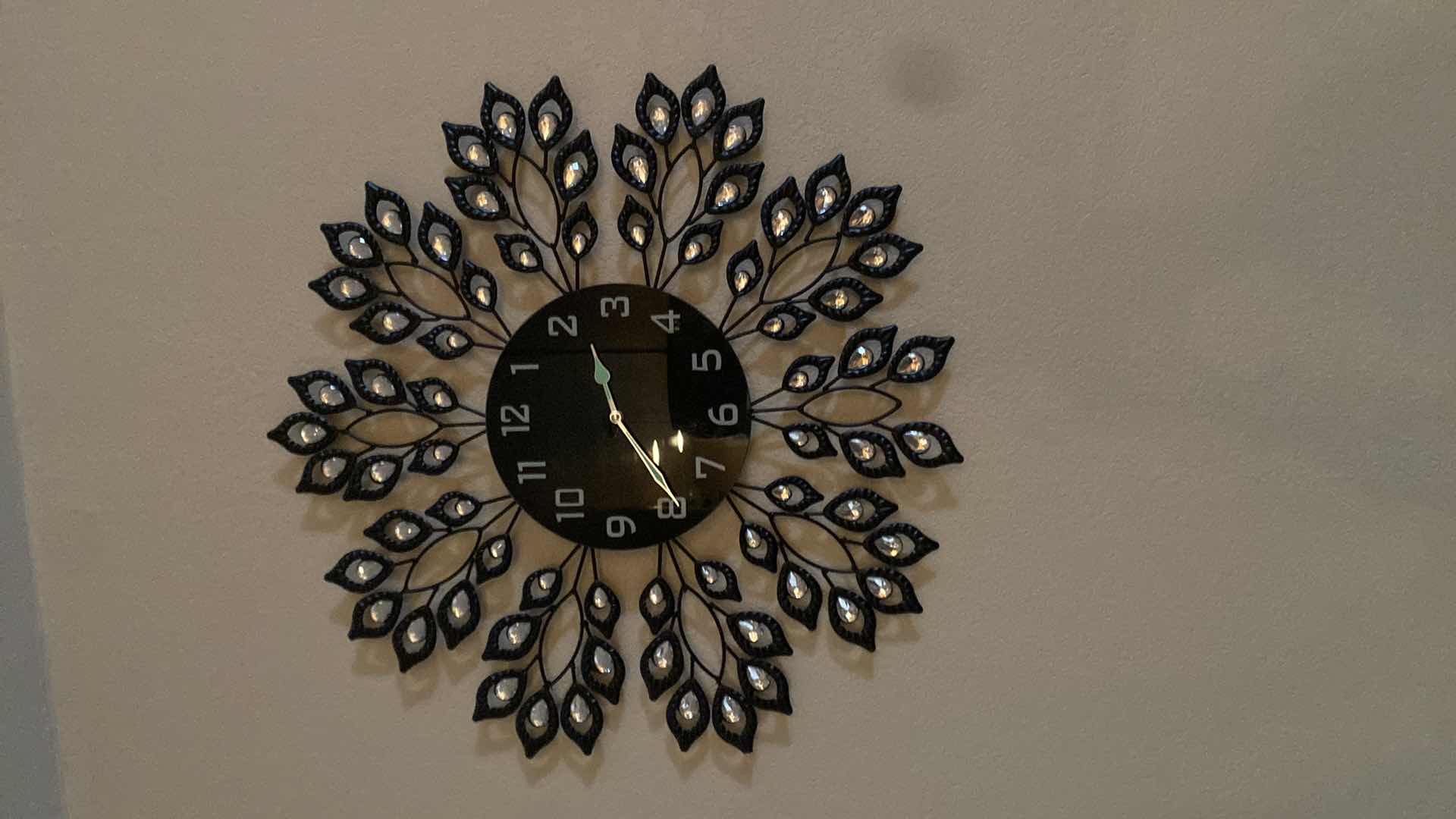 Photo 1 of DECORATIVE CRYSTAL LEAF METAL WALL CLOCK
