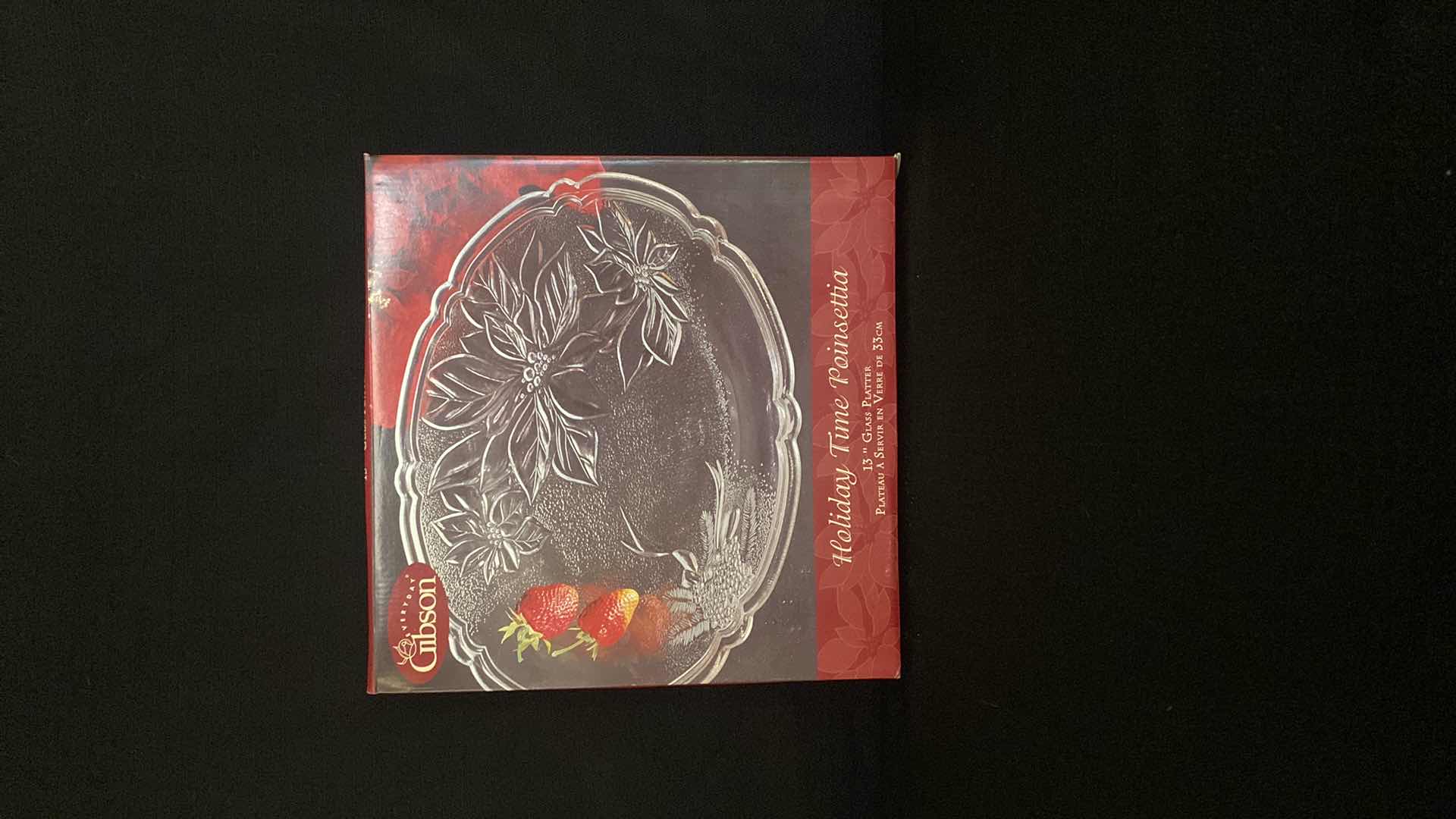 Photo 1 of 13 INCH HOLIDAY TIME POINSETTIA GLASS PLATTER