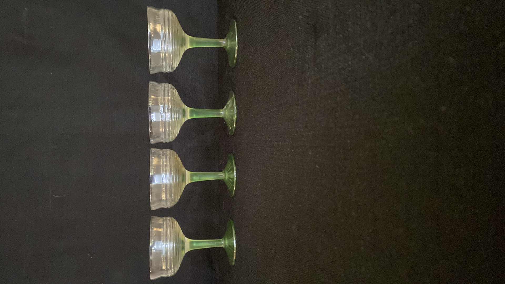 Photo 1 of 4 GREEN VASELINE WINE GLASSES