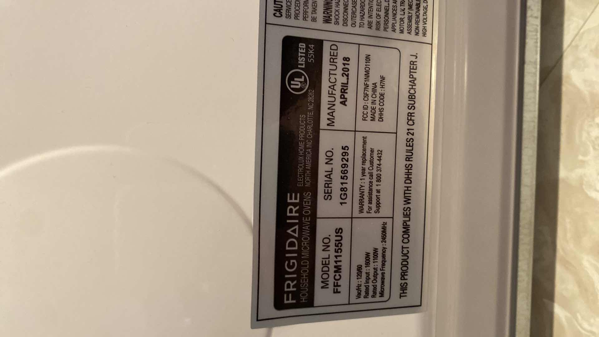 Photo 2 of FRIGIDAIRE COUNTERTOP MICROWAVE