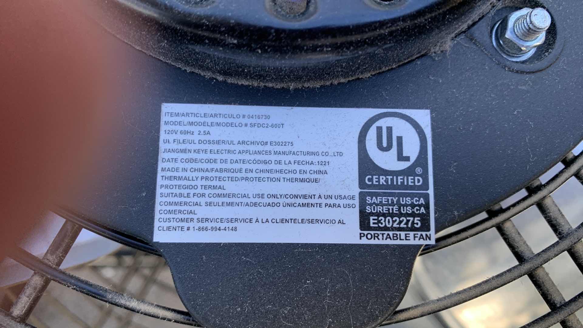 Photo 1 of UTILITECH CIRCULATING FAN H 27”