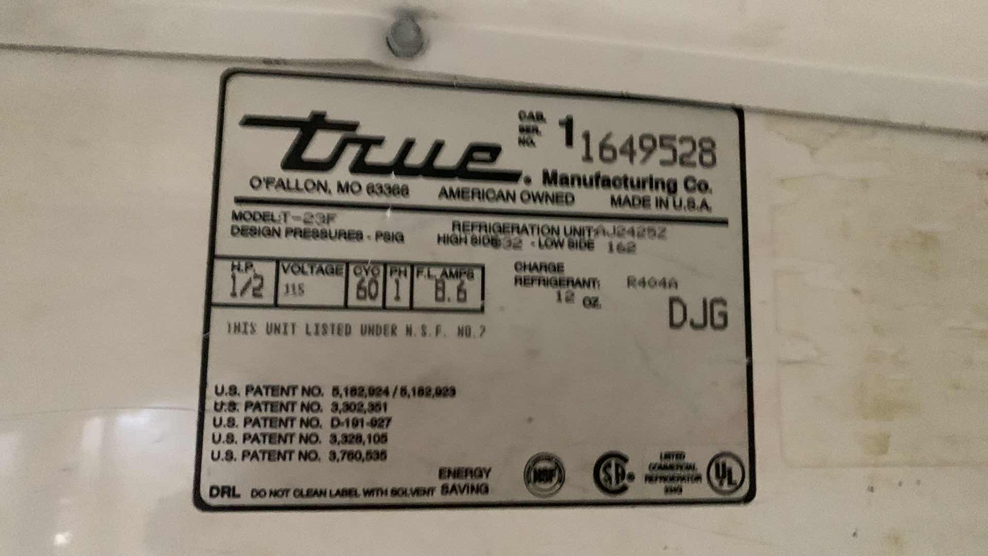 Photo 1 of TRUE FREEZER MODEL T-23F