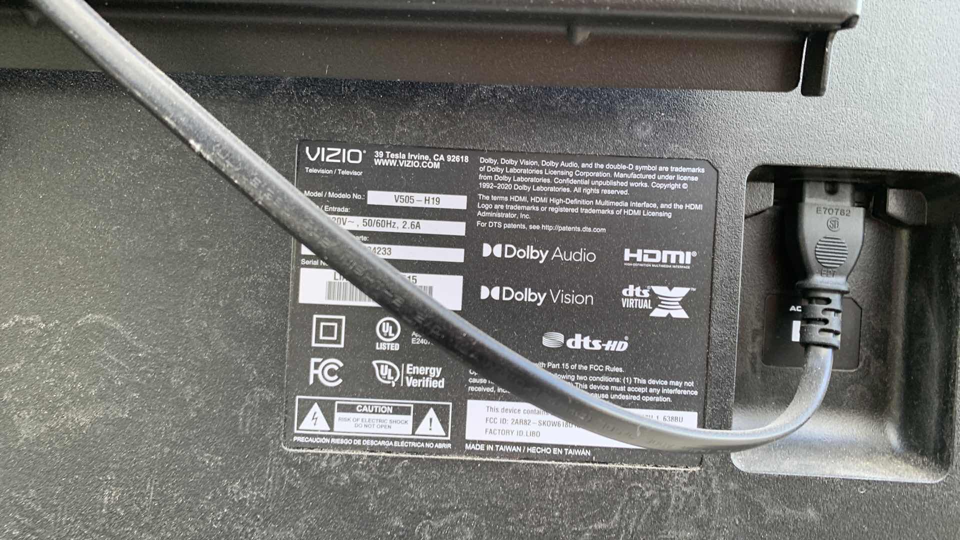 Photo 3 of 50” VIZIO TV MODEL V505 - H19 ON ROLLING STAND