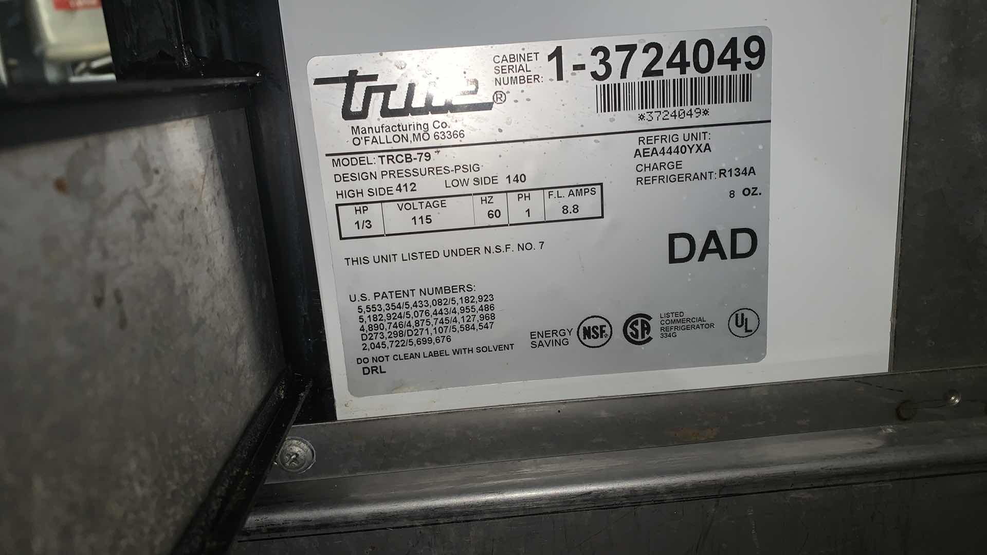 Photo 1 of TRUE LOW BOY REFRIGERATOR MODEL NO TRCB-79