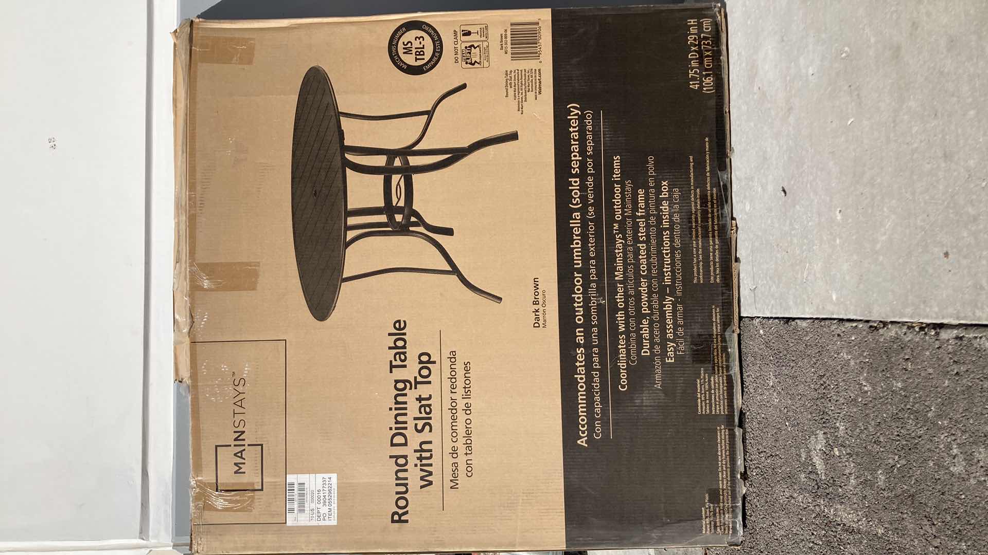 Photo 2 of NEW MAINSTAYS DARK BROWN METAL ROUND DINING SLAT TOP TABLE 41.75” X 29”