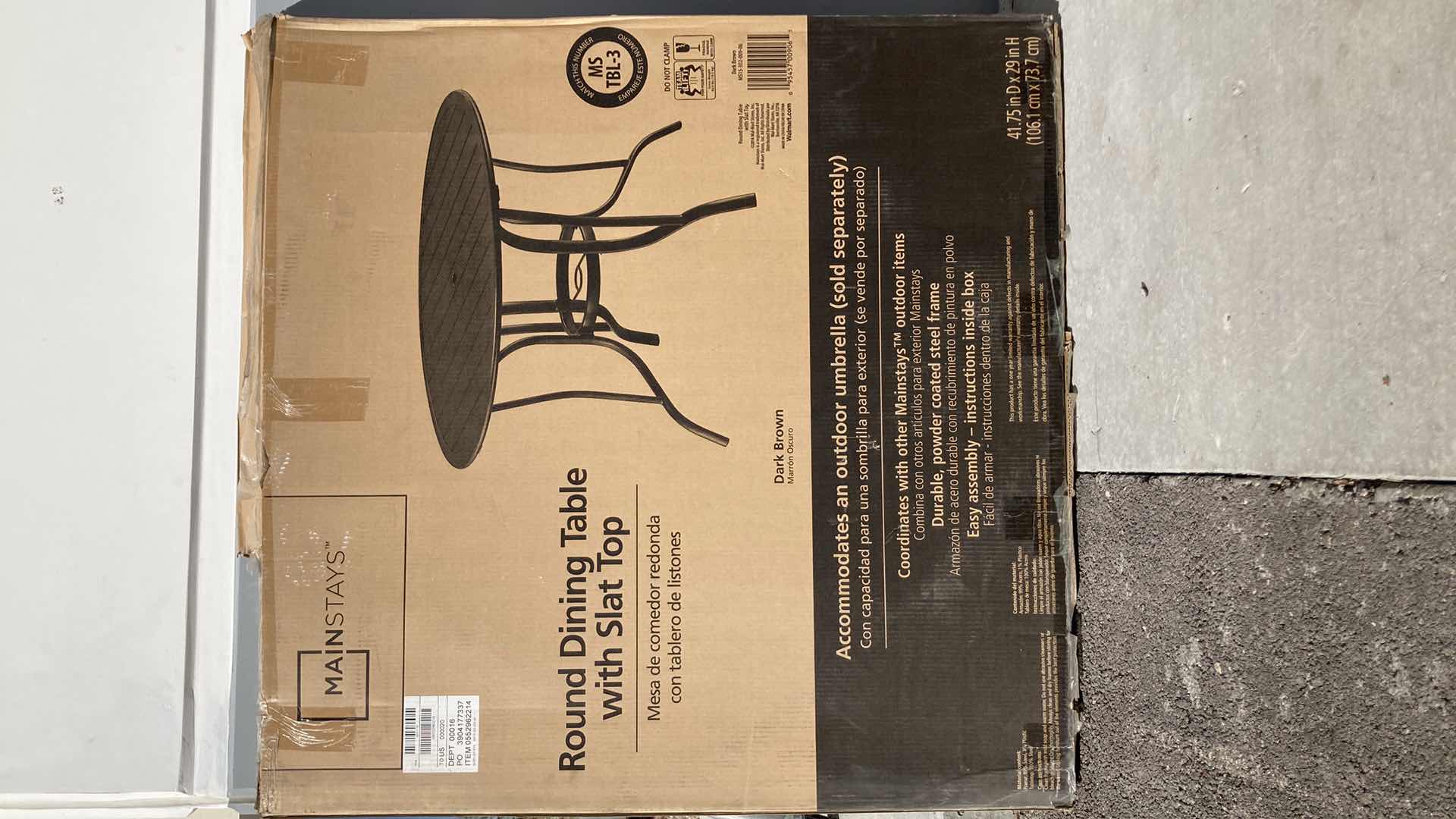 Photo 1 of NEW MAINSTAYS DARK BROWN METAL ROUND DINING SLAT TOP TABLE 41.75” X 29”