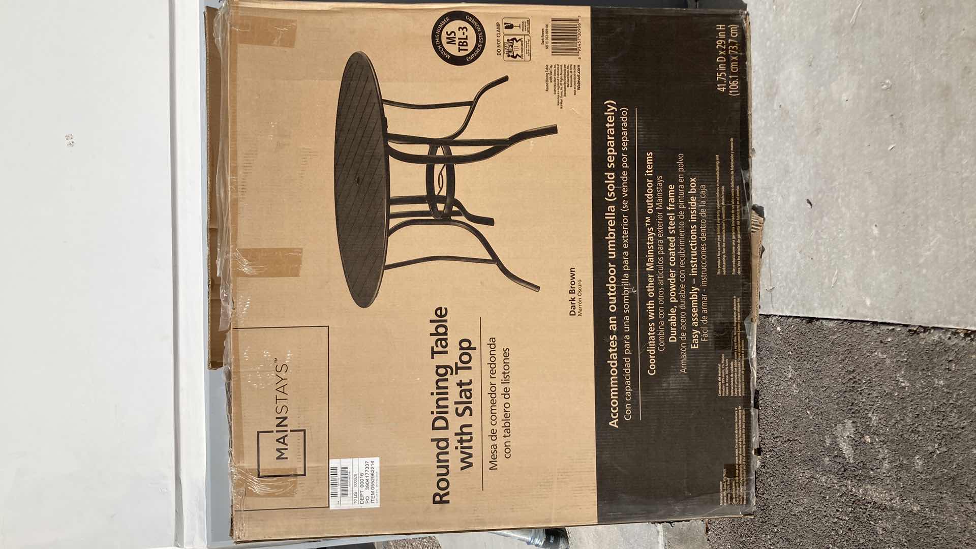 Photo 1 of NEW MAINSTAYS DARK BROWN METAL ROUND DINING SLAT TOP TABLE 41.75” X 29”