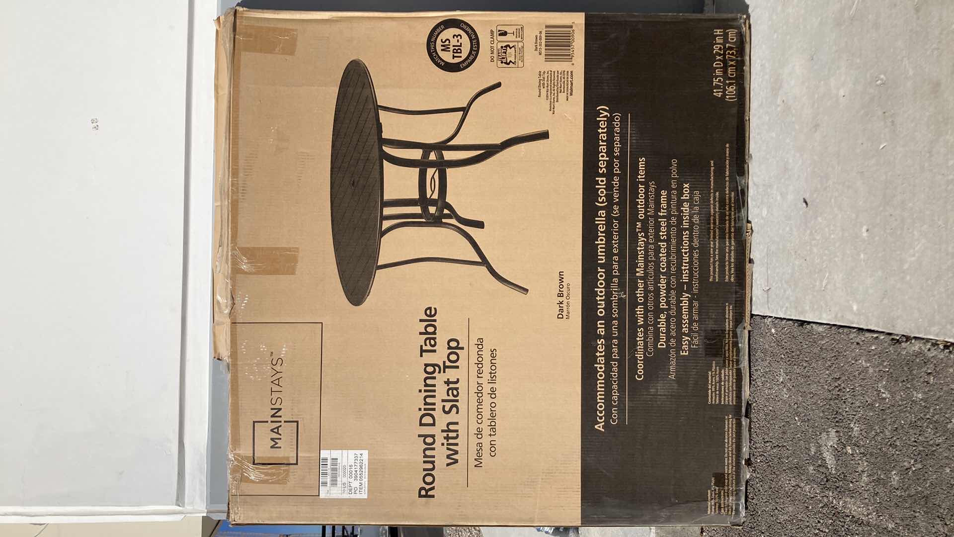 Photo 1 of NEW MAINSTAYS DARK BROWN METAL ROUND DINING SLAT TOP TABLE 41.75” X 29”