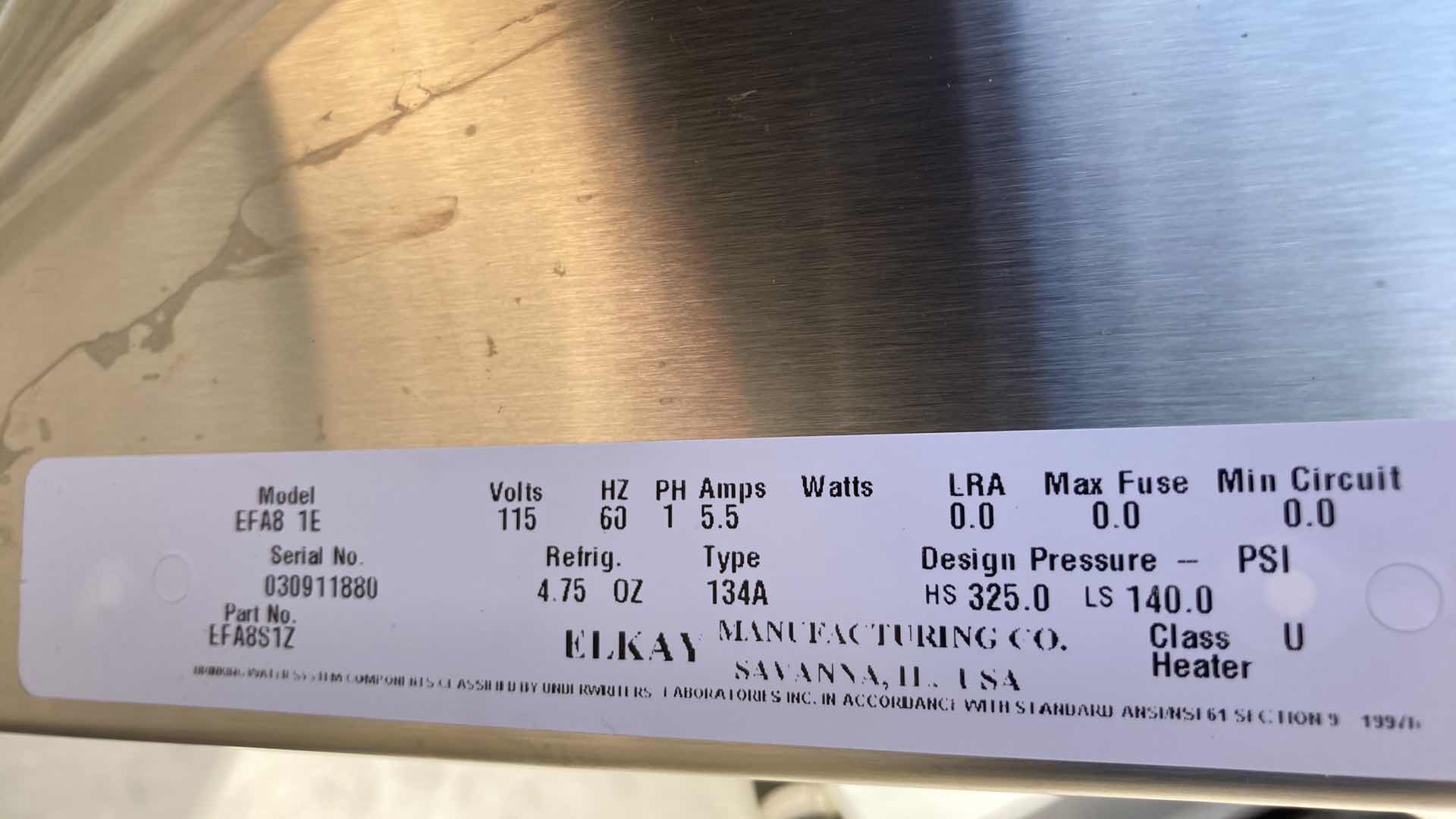 Photo 1 of NEW ELKAY STAINLESS STEEL DRINKING FOUNTAIN MODEL EFA8S1Z