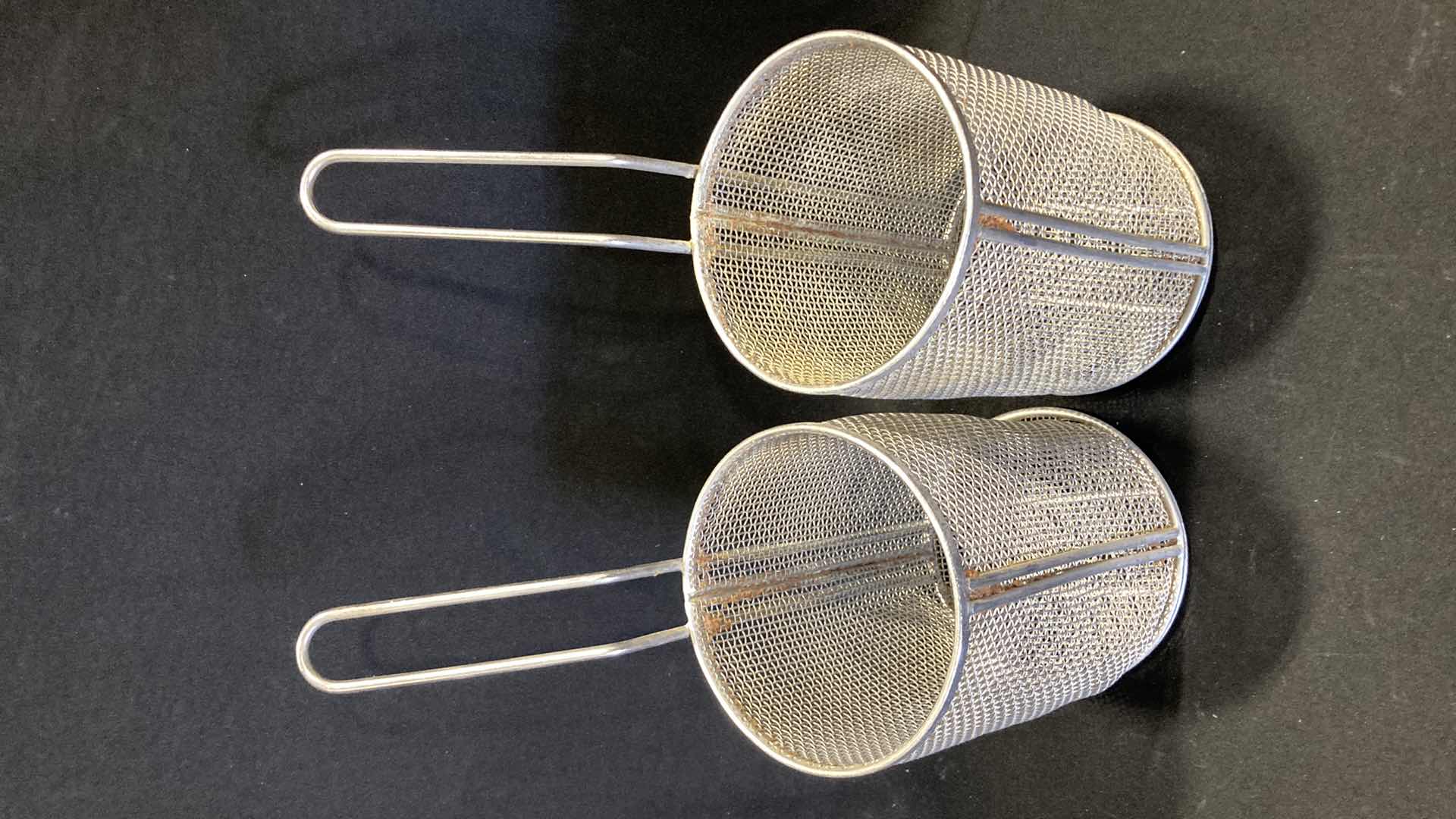 Photo 1 of STAINLESS STEEL PASTA COOKING BASKETS (2) 5.25” X 12.5”