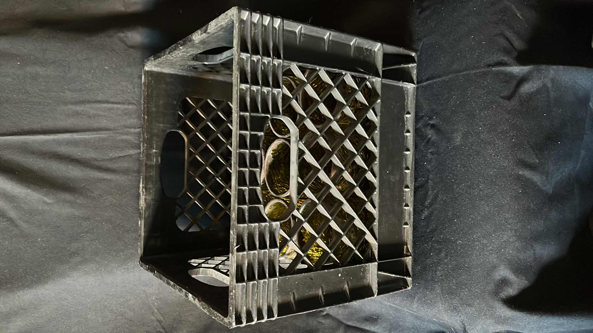 Photo 1 of CRACKLED GREEN GLASS CANDLE HOLDERS 4.5” W CRATE (9)