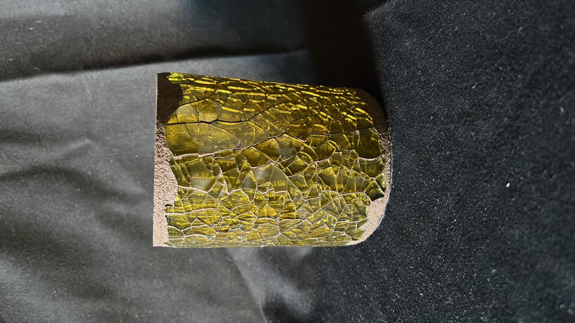 Photo 1 of CRACKLED GREEN GLASS CANDLE HOLDERS 4.5” W CRATE (9)