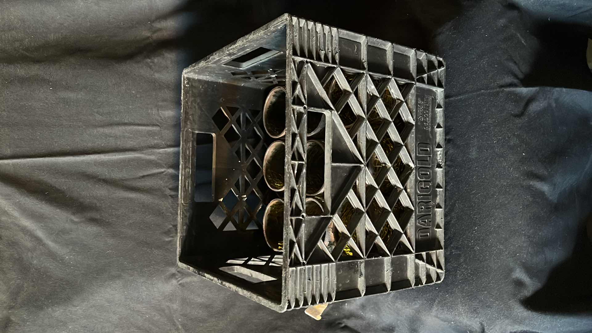 Photo 1 of CRACKLED GREEN GLASS CANDLE HOLDERS 4.5” W CRATE (9)