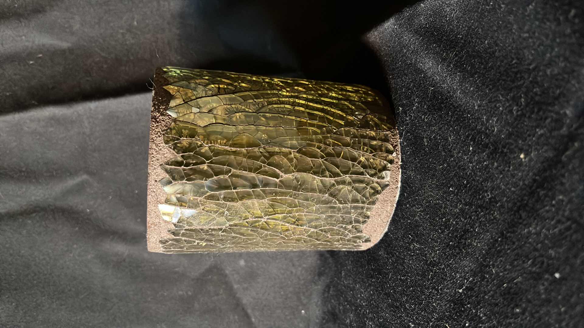 Photo 1 of CRACKLED GREEN GLASS CANDLE HOLDERS 4.5” W CRATE (9)