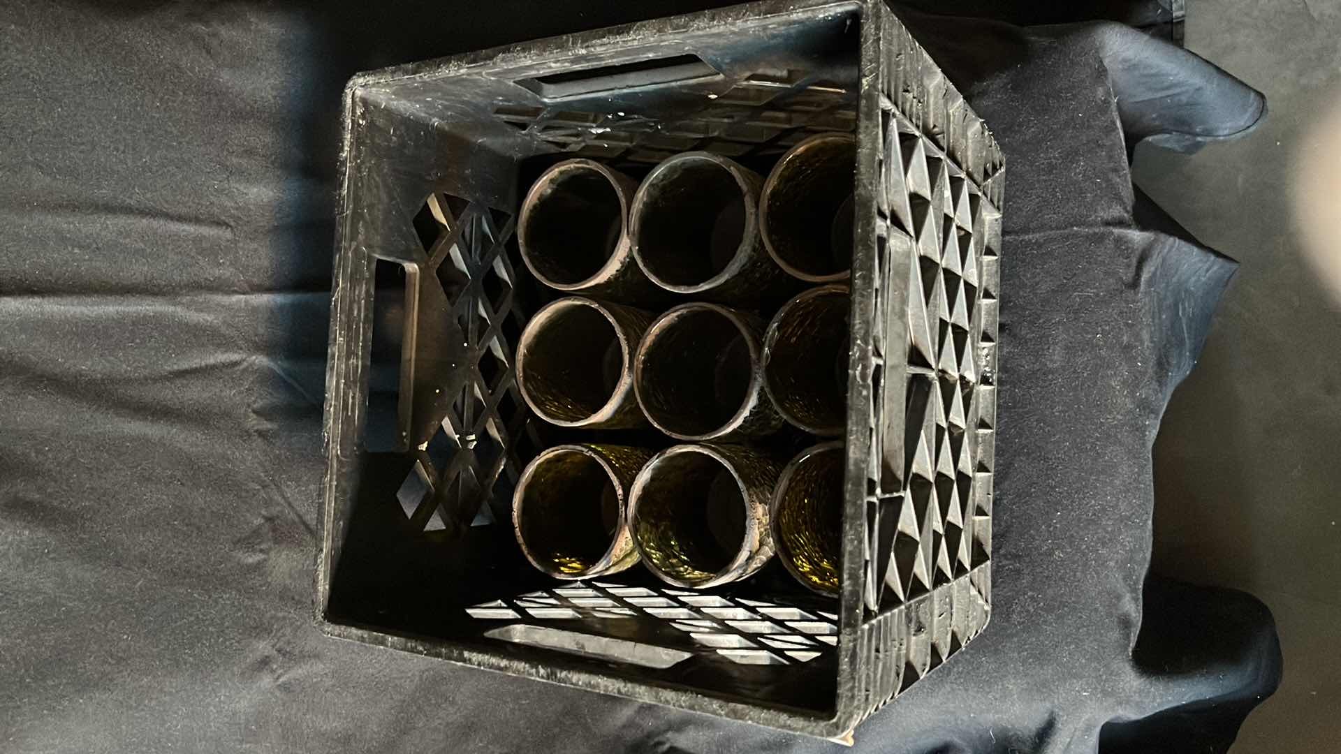 Photo 4 of CRACKLED GREEN GLASS CANDLE HOLDERS 4.5” W CRATE (9)