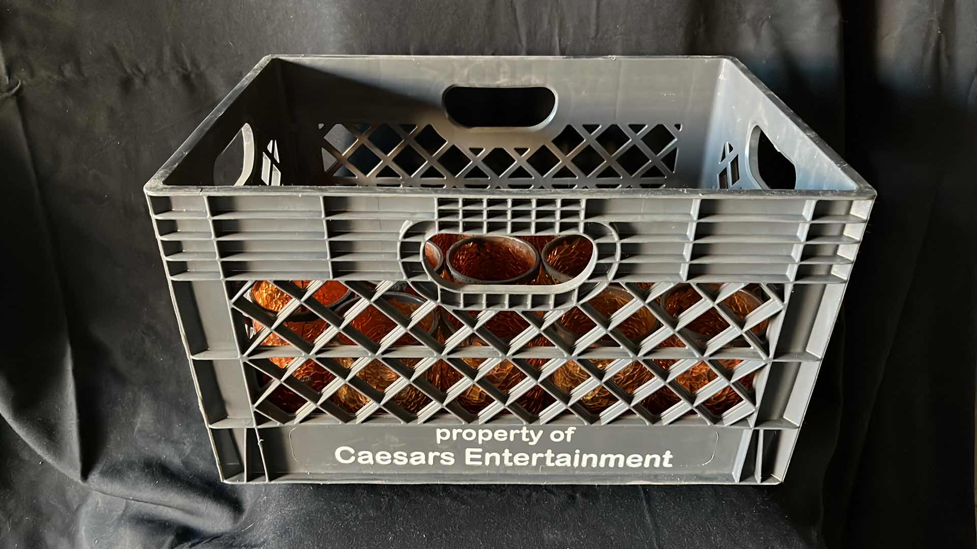 Photo 3 of CRACKLED AMBER GLASS CANDLE HOLDERS 4.5” W CRATE (14)