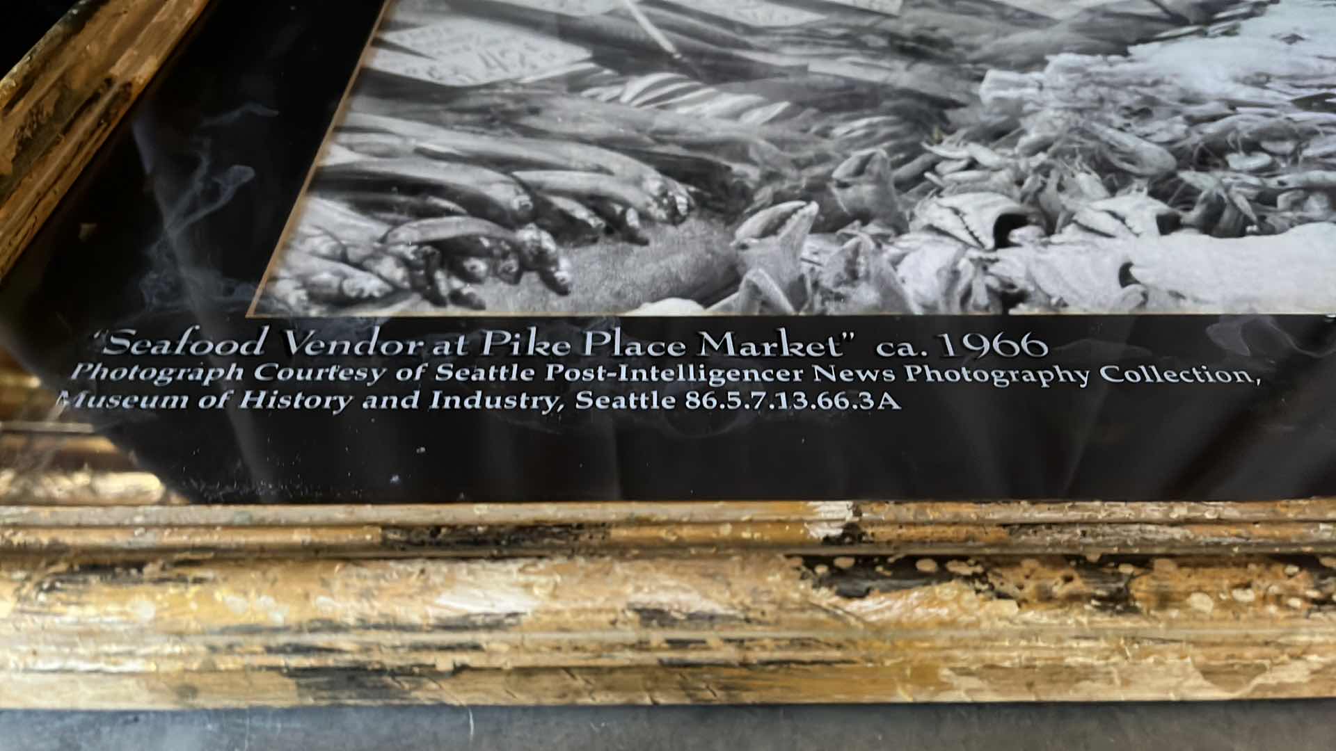 Photo 1 of SEAFOOD VENDOR AT PIKE PLACE MARKET, SEATTLE 1966 ARTWORK 33” X 27”