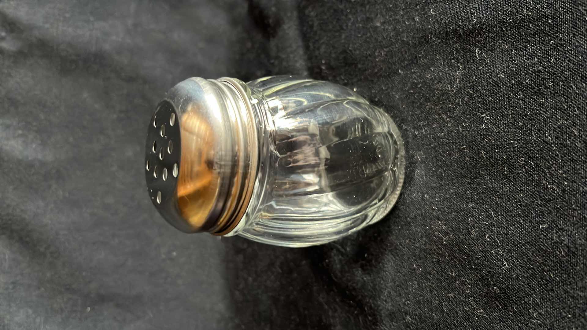 Photo 1 of GLASS CHEESE SHAKER W PERFORATED CHROME-PLATED LID (12)